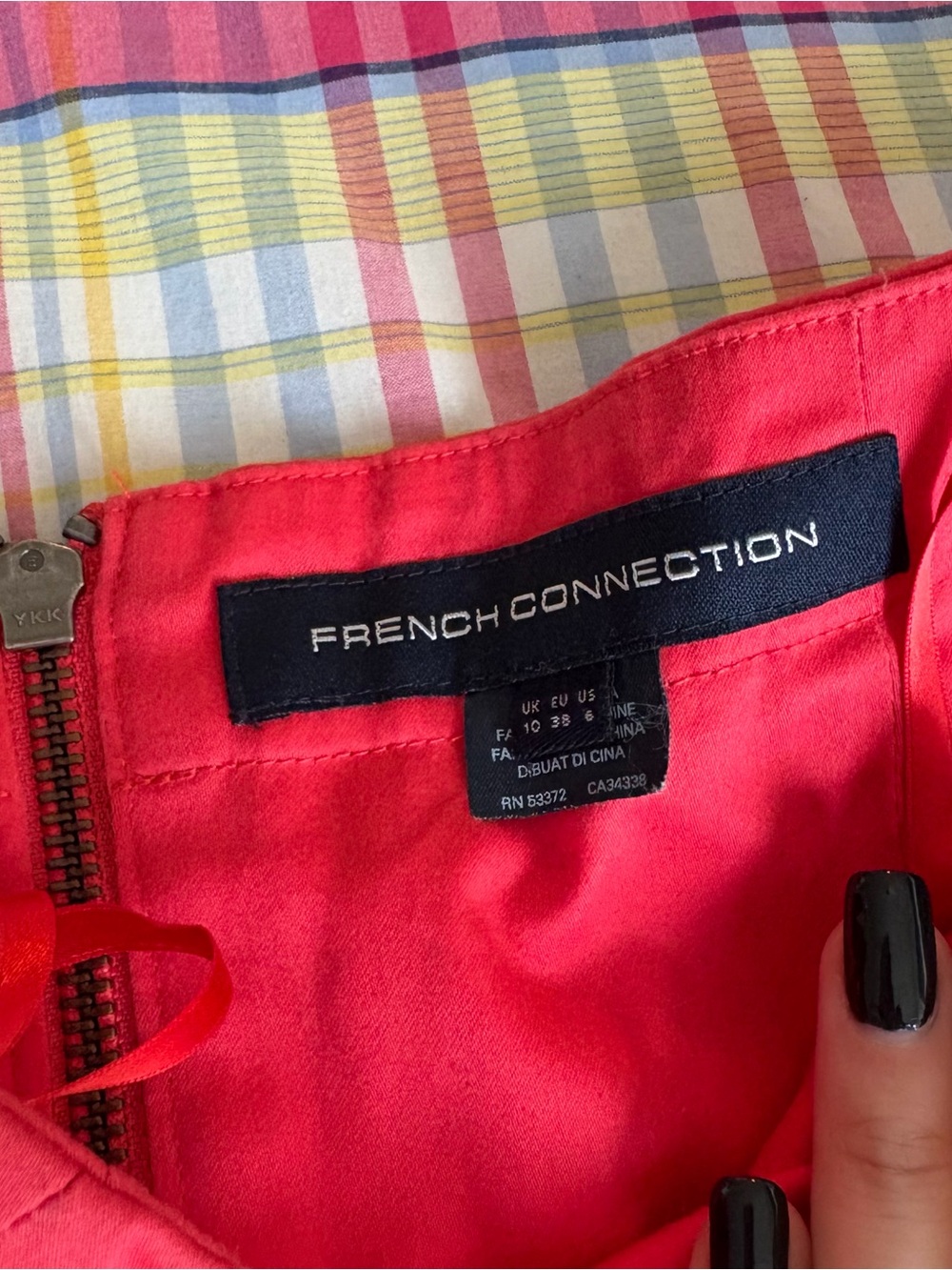 French Connection Red and Black Strapless Colorblock Dress - Picture 3 of 3